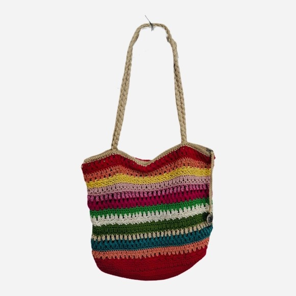The Sak Original Rainbow Crochet Shoulder Bag Medium Size Beach Coastal Handbag - Picture 1 of 7